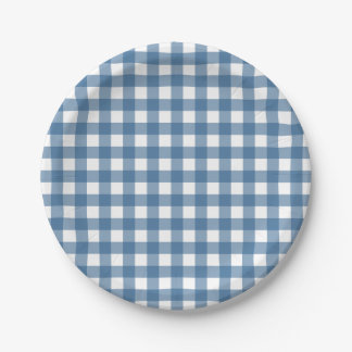 Assiettes En Carton Motif bleu classique de guingan