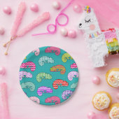 Assiettes En Carton Motif bleu de caméléon d'arc-en-ciel (Fête)