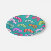 Assiettes En Carton Motif bleu de caméléon d'arc-en-ciel (Angle)