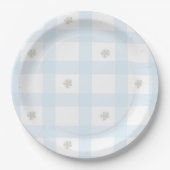 Assiettes En Carton Motif bleu En vichy Floral CartoonFournituresParti (Devant)