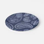 Assiettes En Carton Motif bleu-foncé élégant de Paisley (Angle)
