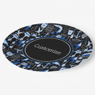 Assiettes En Carton Motif bleu pêche Personnalisé