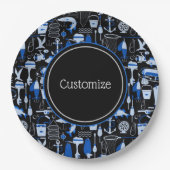 Assiettes En Carton Motif bleu pêche Personnalisé (Devant)