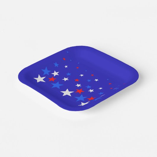 Assiettes En Carton Motif bleu, rouge et blanc (Angulaire)