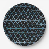 Assiettes En Carton Motif bleu Shibori sur fond noir (Devant)