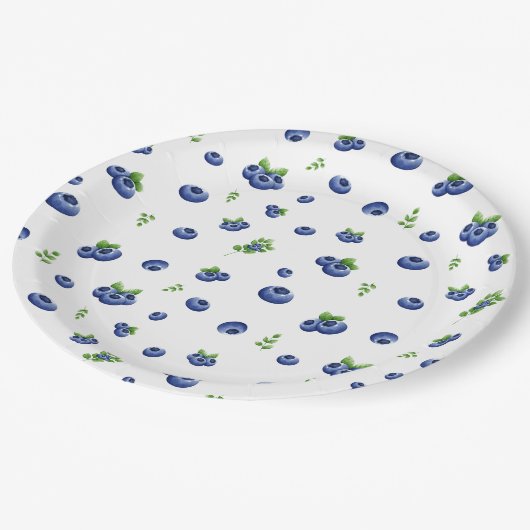 Assiettes En Carton Motif Blueberry (Angle)