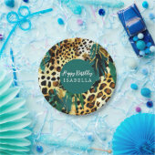 Assiettes En Carton Motif Boho Gras Vert  pour animaux Safari (Fête)