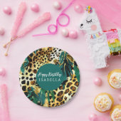 Assiettes En Carton Motif Boho Gras Vert  pour animaux Safari (Fête)