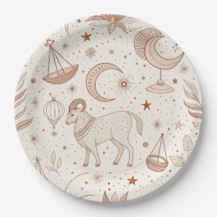 Assiettes En Carton Motif Botanique Céleste (1)