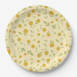 Assiettes En Carton Motif botanique de tournesol jaune sans couture