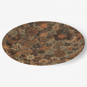 Assiettes En Carton Motif botanique terracotta sage boho foncé