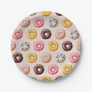 Assiettes En Carton Motif Boutique de boulangerie Donut