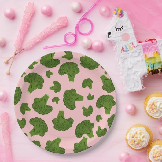 Assiettes En Carton Motif Broccoli (Fête)