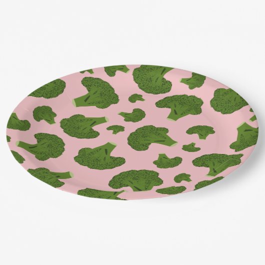 Assiettes En Carton Motif Broccoli (Angle)