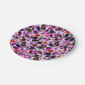 Assiettes En Carton Motif cachemire coloré (Angle)