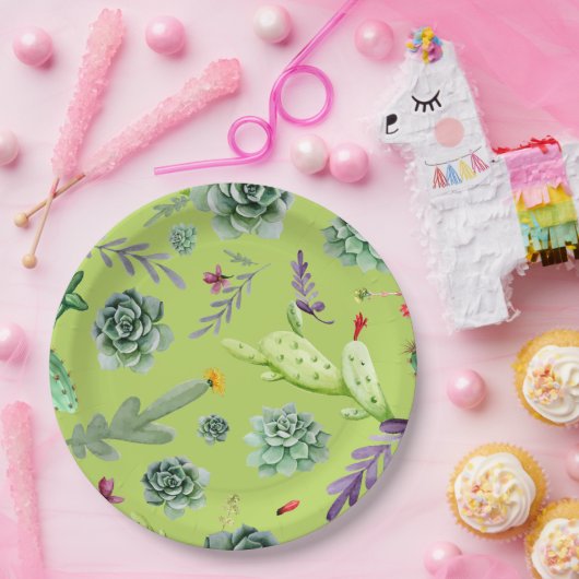 Assiettes En Carton Motif Cactus 6 (Fête)