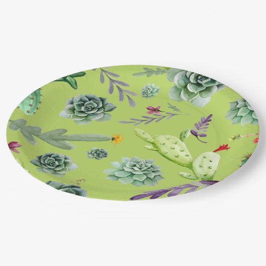 Assiettes En Carton Motif Cactus 6 (Angle)