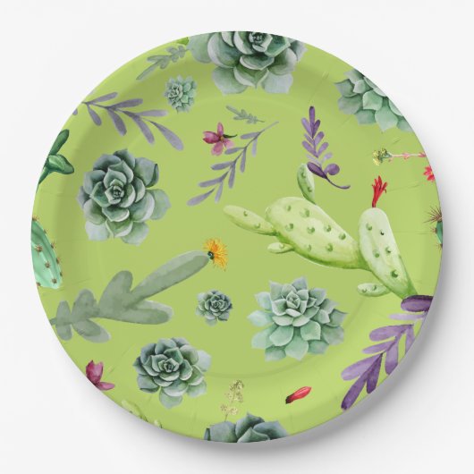 Assiettes En Carton Motif Cactus 6 (Devant)