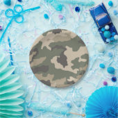 Assiettes En Carton Motif Camo Vert (Fête)