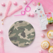 Assiettes En Carton Motif Camo Vert (Fête)