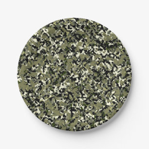 Assiettes En Carton Motif Camouflage à crème noire verte Imprimer