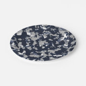 Assiettes En Carton Motif camouflage gris bleu blanc pour soirée (Angle)