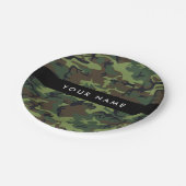 Assiettes En Carton Motif Camouflage Vert, Votre nom, Personnaliser (Angle)