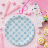 Assiettes En Carton Motif Carré diagonal Blue Snowflakes (Fête)