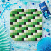 Assiettes En Carton Motif carré vert et blanc (Fête)