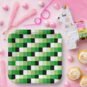 Assiettes En Carton Motif carré vert et blanc (Fête)