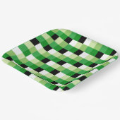 Assiettes En Carton Motif carré vert et blanc (Angulaire)