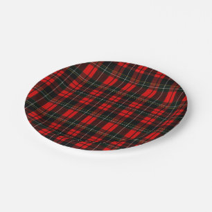 Assiettes En Carton Motif carreau tartan écossais rouge Wallace modern