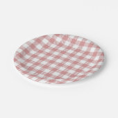Assiettes En Carton Motif carreaux gingham rose (Angle)