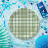 Assiettes En Carton Motif carreaux vert blanc (Fête)
