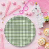 Assiettes En Carton Motif carreaux vert blanc (Fête)