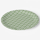 Assiettes En Carton Motif carreaux vert blanc (Angle)