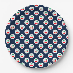 Assiettes En Carton Motif Cerise – Cadeau & Décoration Rétro aux Fruit