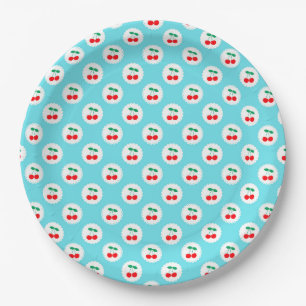 Assiettes En Carton Motif Cerise – Cadeau & Décoration Rétro aux Fruit