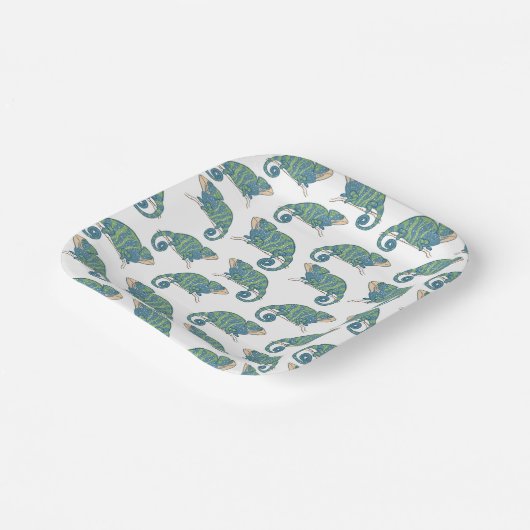 Assiettes En Carton Motif Chameleon (Angulaire)