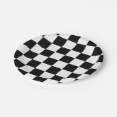 Assiettes En Carton Motif chèque en noir et blanc (Angle)
