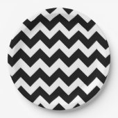 Assiettes En Carton Motif Chevron Blanc Noir Zigzag (Devant)