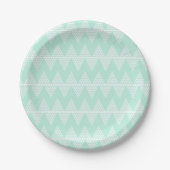 Assiettes En Carton Motif Chevron blanc vert Mint (Devant)