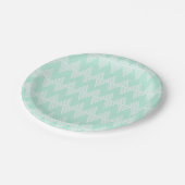 Assiettes En Carton Motif Chevron blanc vert Mint (Angle)