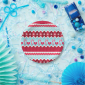 Assiettes En Carton Motif Chevron Rouge et Bleu Noël (Fête)