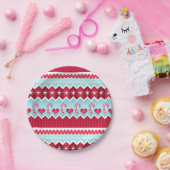 Assiettes En Carton Motif Chevron Rouge et Bleu Noël (Fête)
