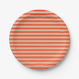 Assiettes En Carton Motif chic jaune rouge vintage de rayures