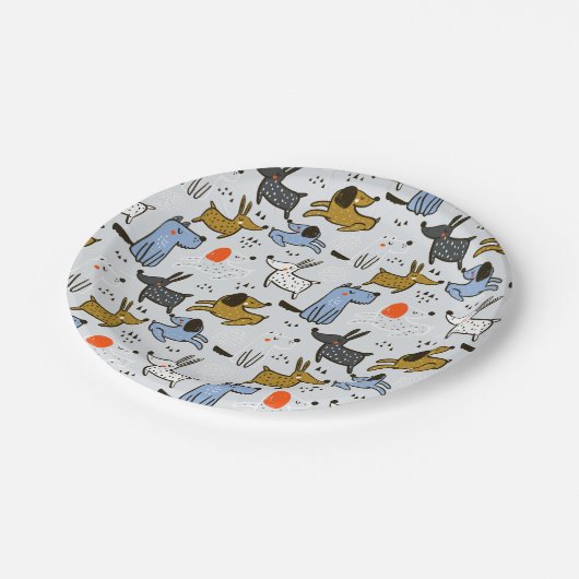 Assiettes En Carton Motif chien mignon Doodle (Angle)