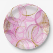 Assiettes En Carton Motif circulaire rose et or (Devant)