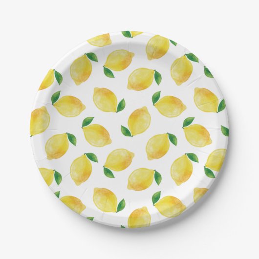 Assiettes En Carton Motif citron aquarelle (Devant)