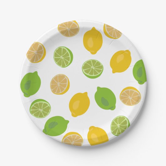 Assiettes En Carton Motif citron et citron vert (Devant)